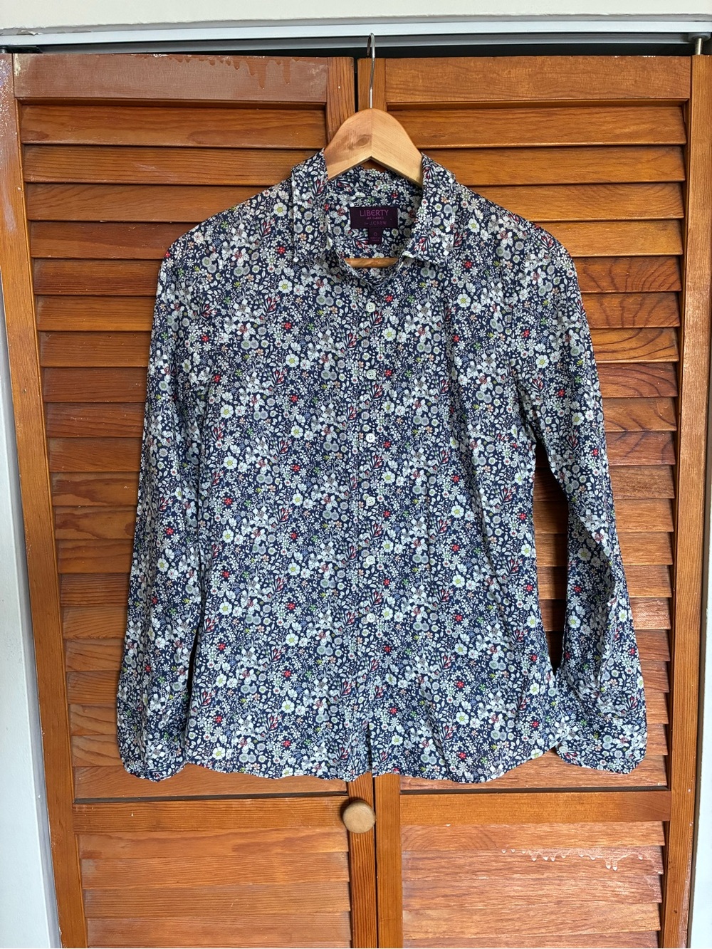 Liberty for J Crew Art Fabric Perfect Shirt in Navy Floral